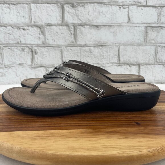 Minnetonka Silverthorne 5909041 Womens 11 M Gray Pewter Comfort Thong Sandals - Picture 2 of 14